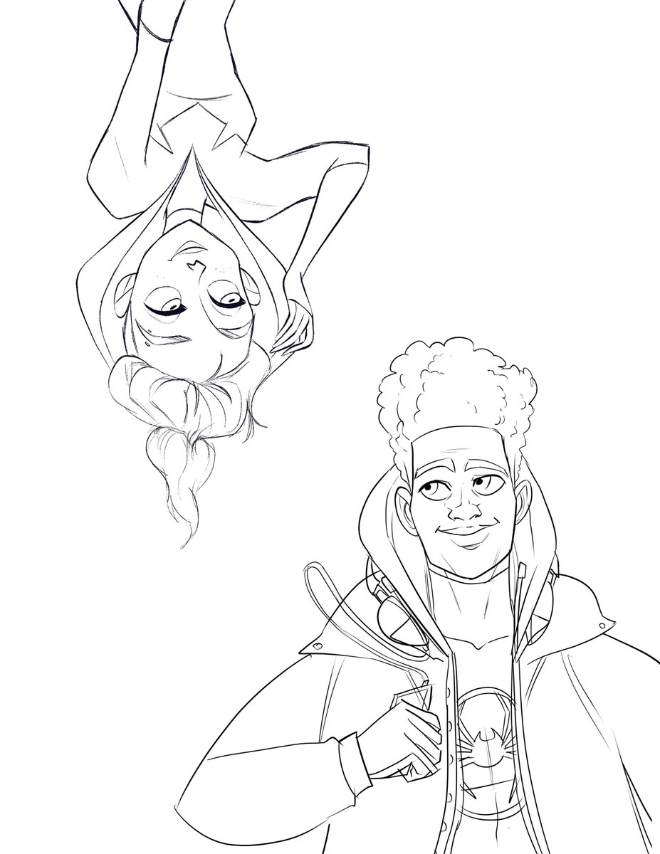 MeganHuang5's tweet photo. some process (the layout and the lines) work for the across the spiderverse collab with @KarlieghIvens 😊. plus a flipped version to showcase Karliegh's lovely gwen art!
#acrossthespiderverse #spidergwen #milesmorales #spiderman #processwork #lineart https://t.co/PNHA0t7JAy