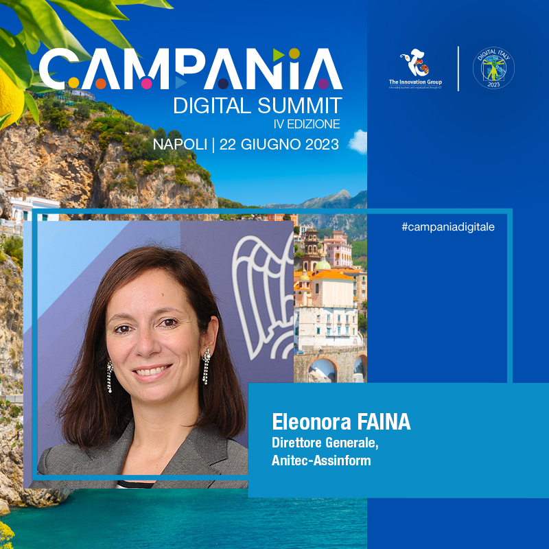 .<a href="/eleonorafaina/">EleonoraFaina</a>, DG, <a href="/anitecassinform/">Anitec-Assinform</a>, è relatrice al Campania Digital Summit. Interviene alla Sessione Conclusiva incentrata sulla digitalizzazione del sistema imprenditoriale della Campania - 22 giugno, 14.30-17.00, Napoli.

Registrati lnkd.in/dfchu7u5

#CampaniaDigitale