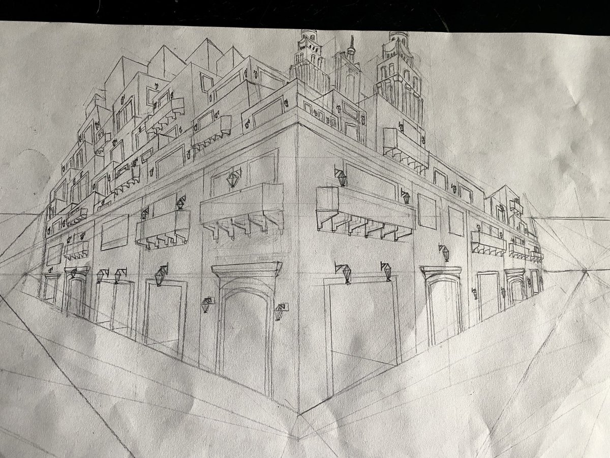 Next level perspective drawing Grade 7! #bmsed #medfieldps #finishstrong