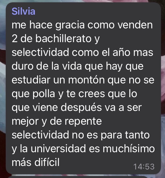 La silvia soltando factores sobre la selectividad: