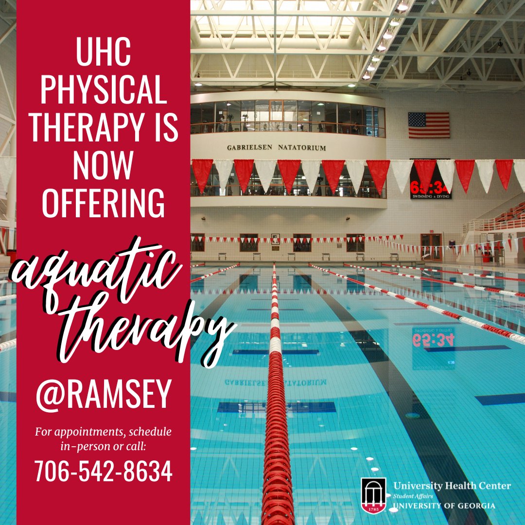 GOOD NEWS! 👏👏👏 Physical Therapy is now offering Aquatic Therapy located conveniently at Ramsey! Book directly in-person or by calling 706-542-8634! #BeWellUGA