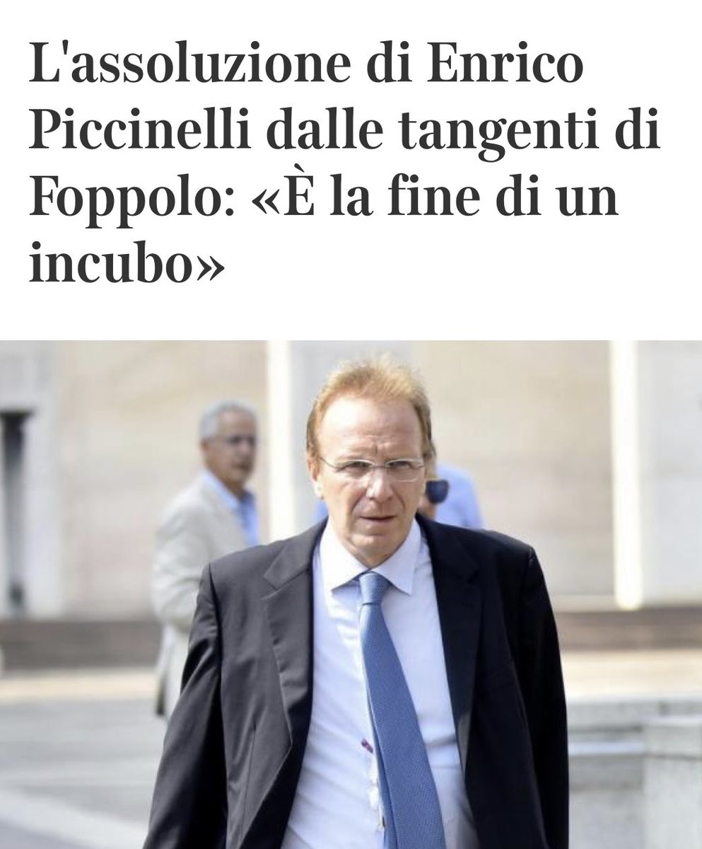 giorgio_gori's tweet photo. Non ho mai detto una parola sulla condanna in primo grado di Enrico Piccinelli, ex senatore bergamasco di FI accusato di corruzione. La dico oggi per festeggiare con lui l’assoluzione piena al processo d’appello.
Non avrà lo stesso spazio sui giornali, per questo la segnalo qui. https://t.co/mw6XuQF7mU