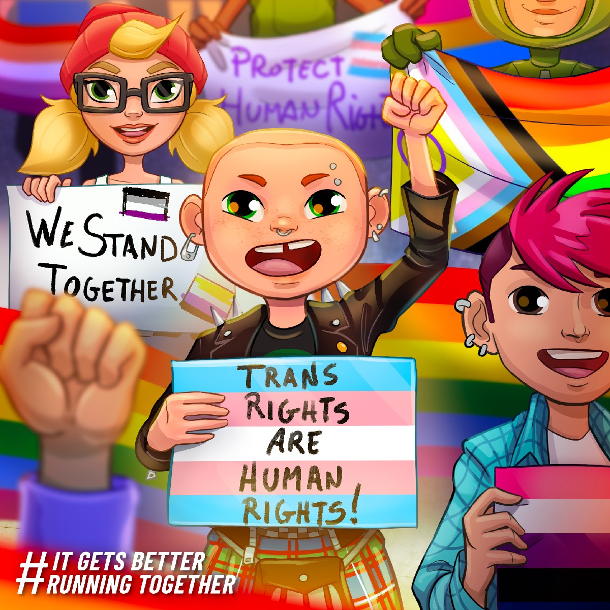 Sometimes you need to rebel a little to find your community.

Callum believes in speaking up for causes. They organize, show up, and speak up for the community with #Pride. 🏳️‍🌈🏳️‍⚧️

#ItGetsBetter
#RunningTogether