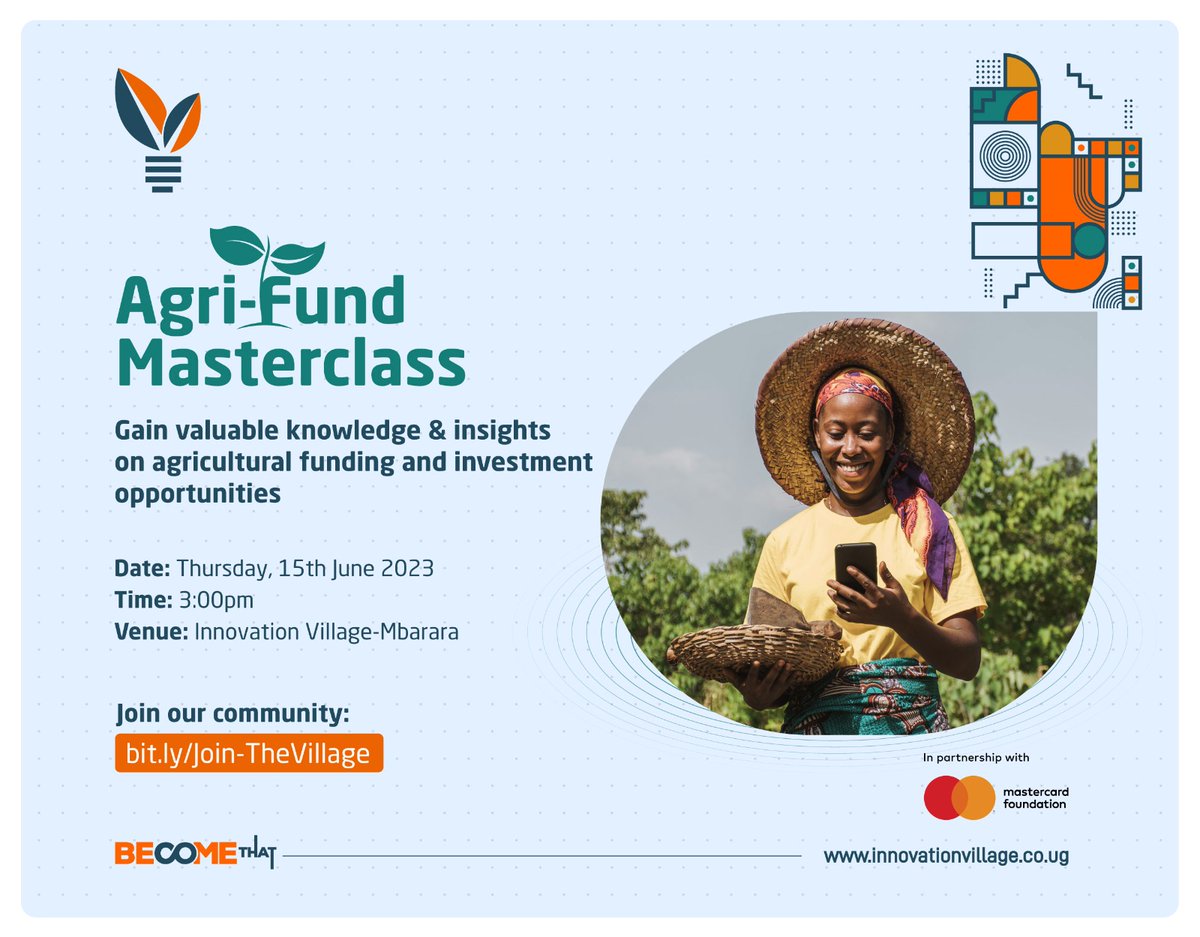 RooticalBuilder's tweet photo. Join us this Thursday, 4pm at @TheVillageUG  #Mbarara for the Agri-Fund Masterclass.🌱 
We are looking for Ugandan talent ready to build their food system shaking businesses.🚀
We provide access to capital, expertise, tools and a systemic venture building process.@MastercardFdn https://t.co/4OfD8GDS7r