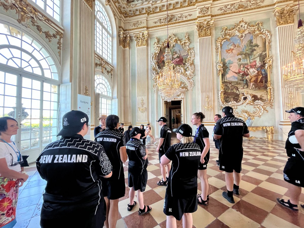 NZinBerlin's tweet photo. The countdown to @SOWG_Berlin2023 is on!

Second Secretary @garretthulse welcomed the 🇳🇿 New Zealand Special Olympics team to Germany. 🇩🇪 Herzlichen Dank to the municipalities of #Garching, #Ismaning and #Unterföhring for being superb hosts and for sharing Bavarian experiences. https://t.co/ZRyEmhBZk2