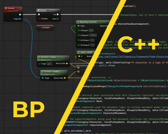 How much of your game is [ Blueprints ] and how much is [ C++ ]? 👇

#UnrealEngine #gameDev #indieDev