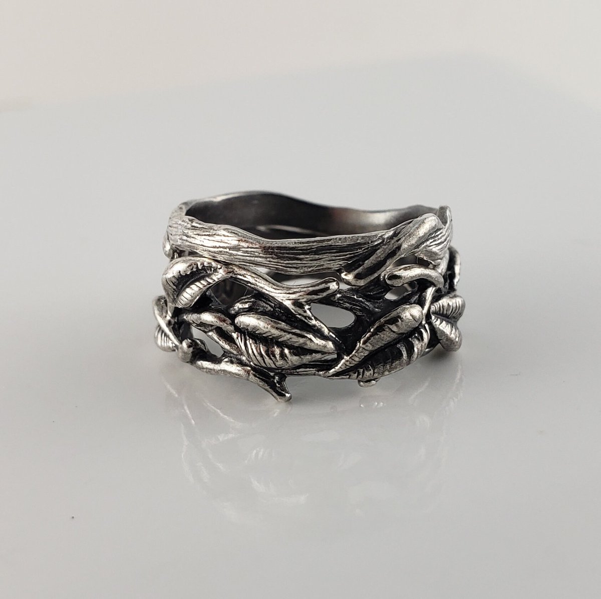 Sterling Silver Leaf, Twig and Branch Wedding Band, Bridal Set, His and Hers, Set by DV Jewelry Designs etsy.me/3lnI1XS
 #WeddingBand #MensWeddingRing