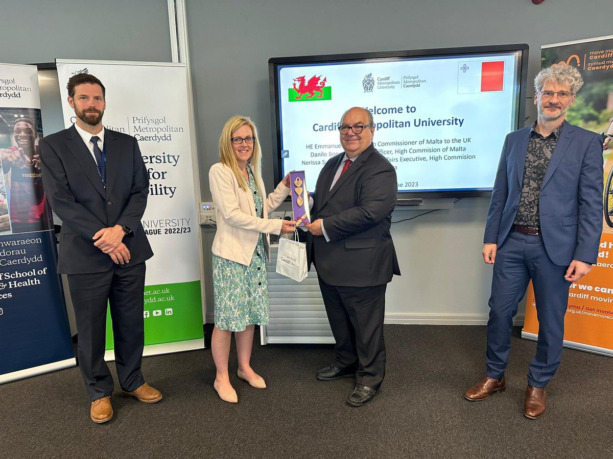 Delighted to welcome the High Commissioner to Malta HE <a href="/emmanuelmallia/">Emmanuel Mallia</a> to <a href="/cardiffmet/">Cardiff Metropolitan University</a> today. Showcasing sport education programmes and initiatives <a href="/CardiffMetCSSHS/">Cardiff School of Sport & Health Sciences</a> <a href="/CMetSport/">Cardiff Met Sport</a>. Engaging discussions on potential for further 🏴󠁧󠁢󠁷󠁬󠁳󠁿 🇲🇹 collaboration. <a href="/MaltainUK/">Malta in the UK</a> <a href="/walesintheworld/">Welsh Government International 🏴󠁧󠁢󠁷󠁬󠁳󠁿</a>