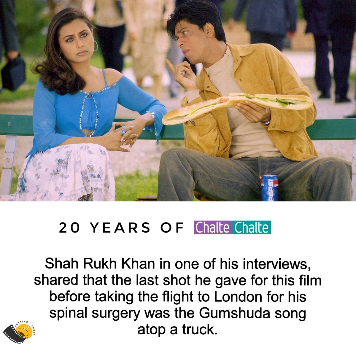 @iamsrk-Rani Mukerji's 'Chalte Chalte' clocks two decades today.

#20YearsOfChalteChalte #chaltechalte #shahrukhkhan #RaniMukerji #bollywood #cuttingshots