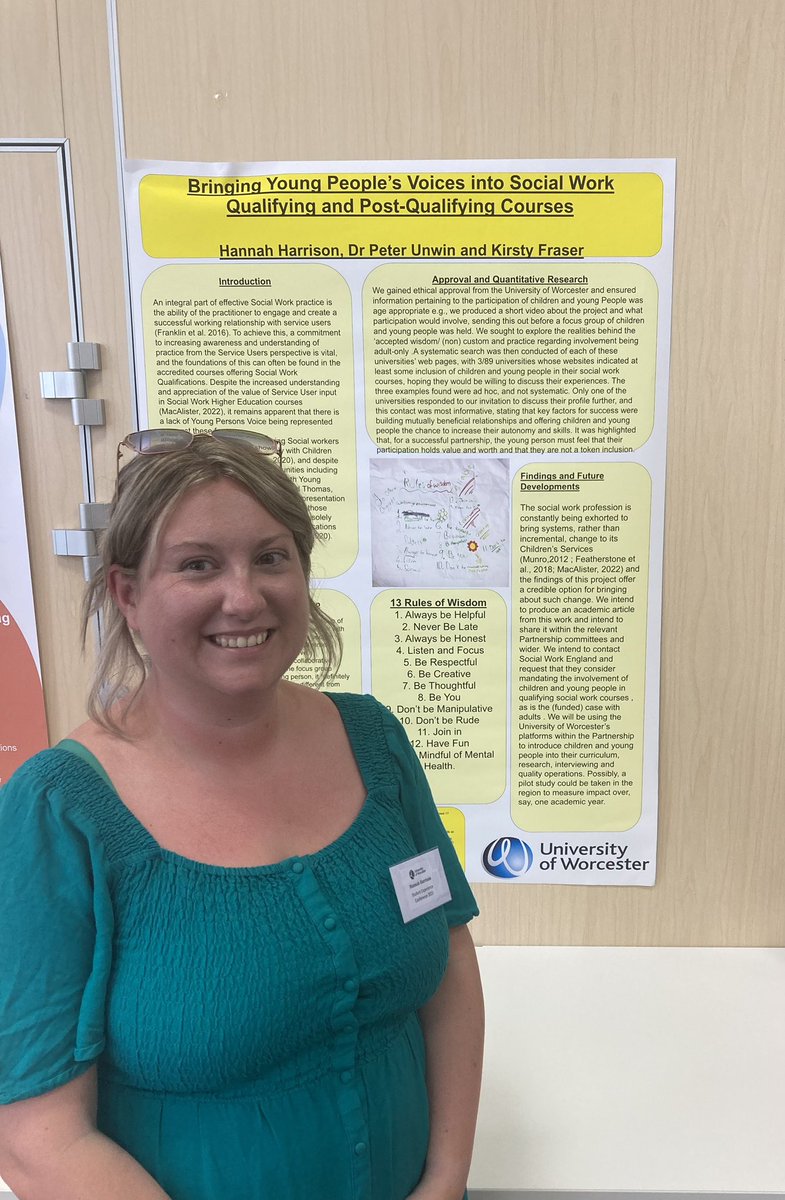 CAMH_UW's tweet photo. Student Hannah presenting her poster at #UWSEC23. Sharing our research on how to bring young people’s voices into #SocialWork courses. https://t.co/DIAPlL4hS5