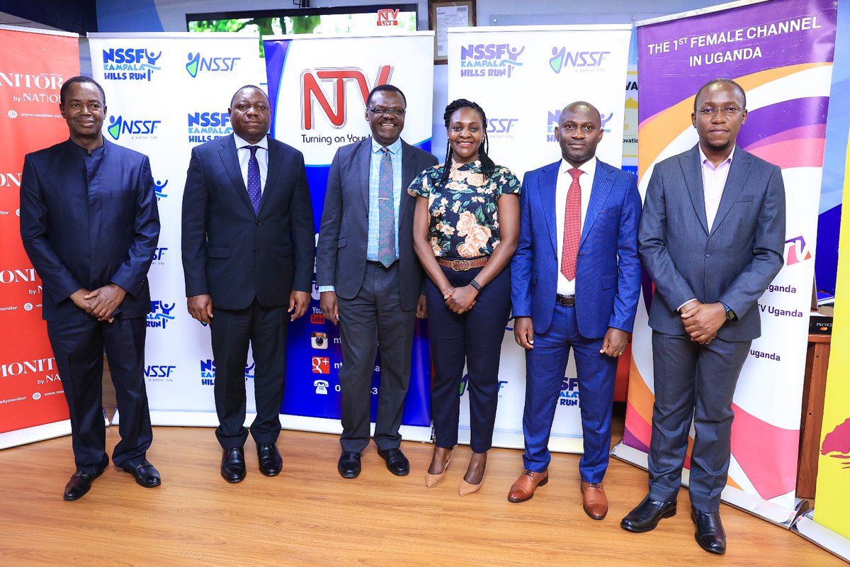 Nation Media Group is sponsoring the NSSF 7 Hills RUN, contributing UGX 60 million advertising value. The ceremonial handover of the cheque was conducted by Johnson Omolo, the General Manager of NTV and Spark TV, to Patrick Ayota, the Acting Managing Director of NSSF. #NTVNews