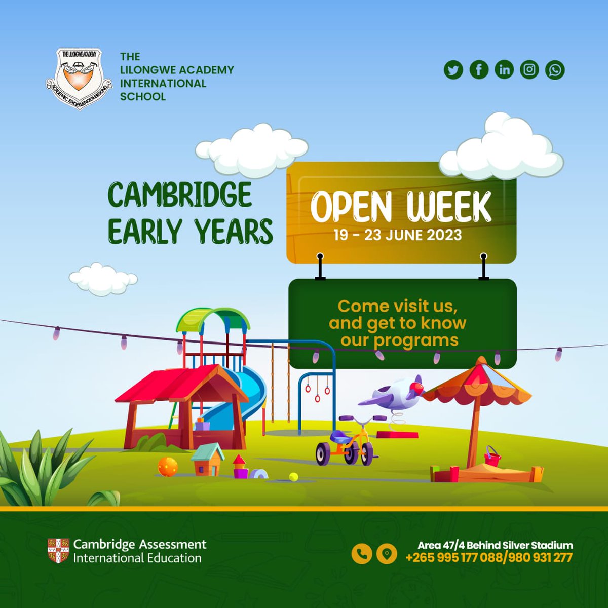 LilongweAcademy's tweet image. Join us at our Cambridge Early Years Section open week to know more about what we offer! #TLAIS #CambridgeLearning #CEY