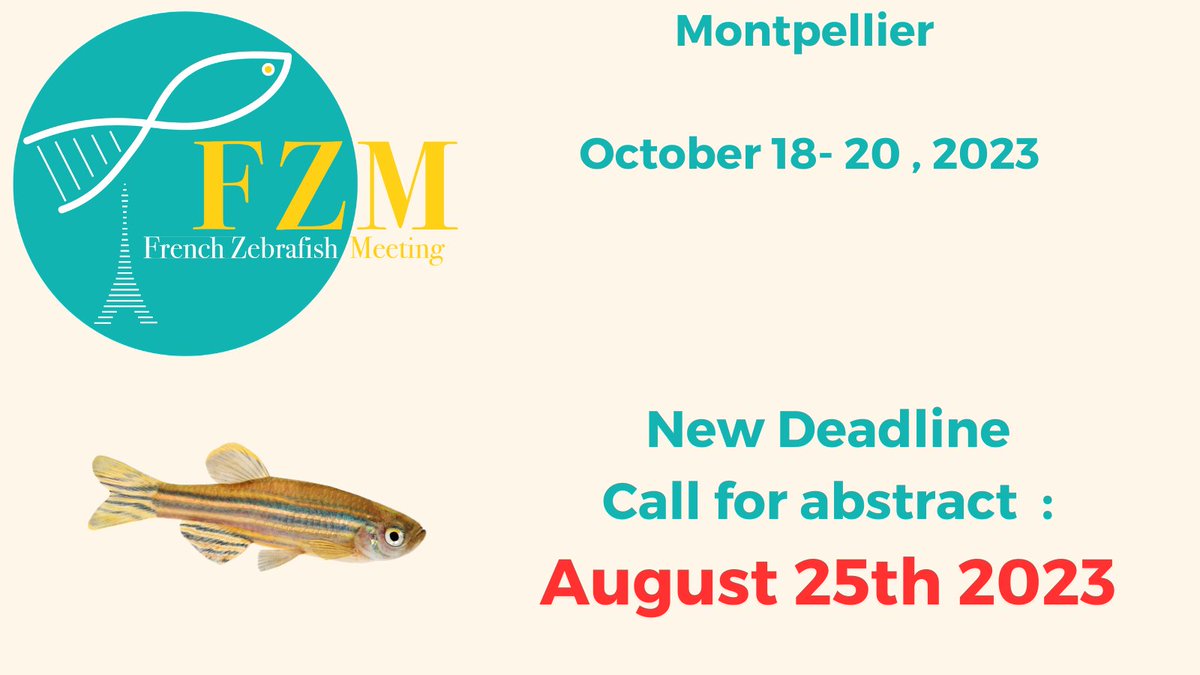 Thank you to those who have already submitted an abstract. We already received many, as well as registrations. We know that, due to busy schedules, the approaching deadline wouldn't enable everybody to submit. Therefore, the deadline is extended to August 25th 2023.
#zebrafish