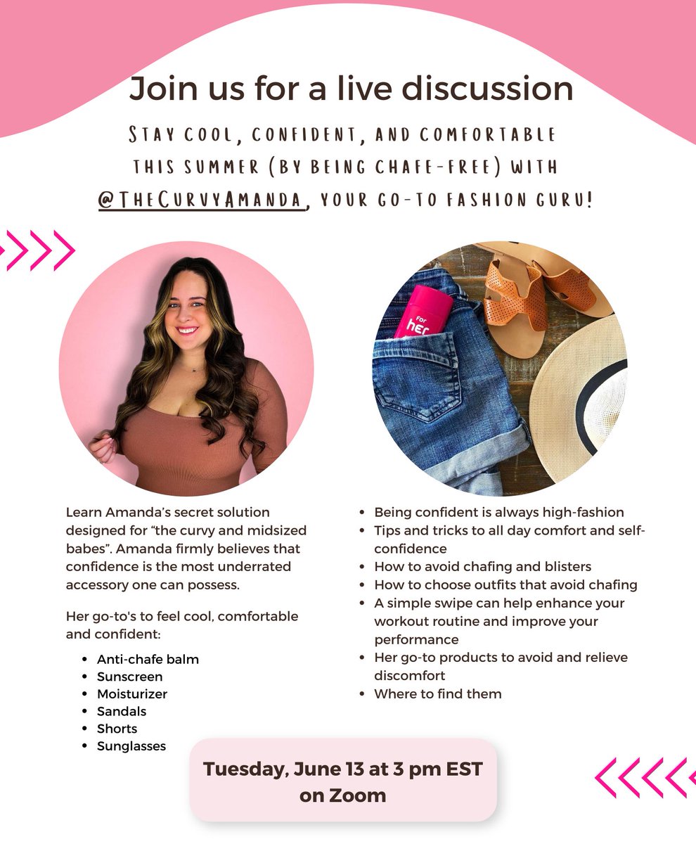 TheTrendSpotter's tweet photo. @theCurvyAmanda knows how to stay cool, comfortable and confident this summer and she is sharing her tips in an exclusive live discussion for media today.

#comfortable #cool #confident #media #press #pr #publicity #summer #fashion #curvy #workout #chafefree https://t.co/UnIC1RzXW7