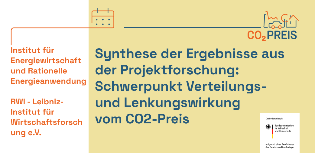 Wie sind die kurz- &amp; langfristigen Wirkungen unterschiedlicher #CO2Preis Varianten auf Haushalte &amp; Volkswirtschaft in 🇩🇪?

Die Synthese zum Forschungsschwerpunkt Verteilungs- &amp; Lenkungswirkung stellen nun Forschende des IER/<a href="/Uni_Stuttgart/">Uni Stuttgart</a> &amp; <a href="/RWI_Leibniz/">RWI Leibniz-Institut</a> vor!