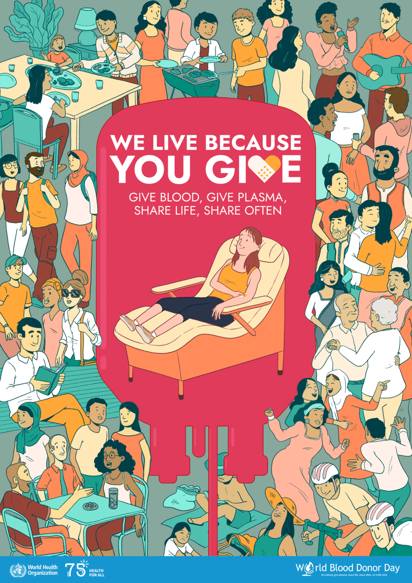 14 June is #WorldBloodDonorDay!

Everybody needs blood, but not everyone has access to blood. In many countries, blood shortages are common.

Giving blood helps to ensure that there is enough blood for everyone, everywhere.

👉 bit.ly/3IWFbBI