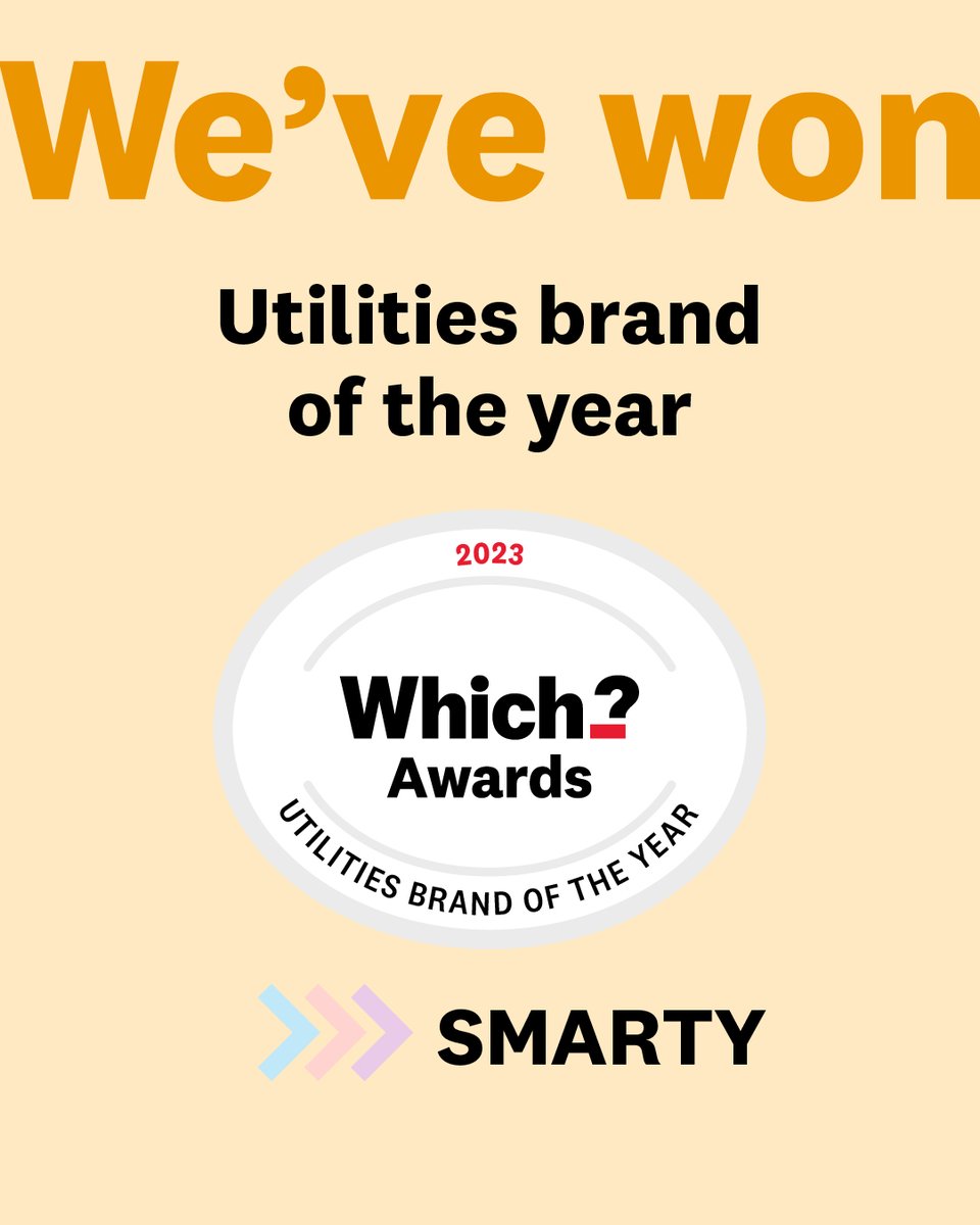 🎊 SMARTY Mobile is #WhichAwards2023 Utilities Brand of the Year! 🎊

We’re so proud to receive this recognition as we continue our mission of delivering simple, honest mobile!

@WhichUK #lessmalarkey #moresmarty