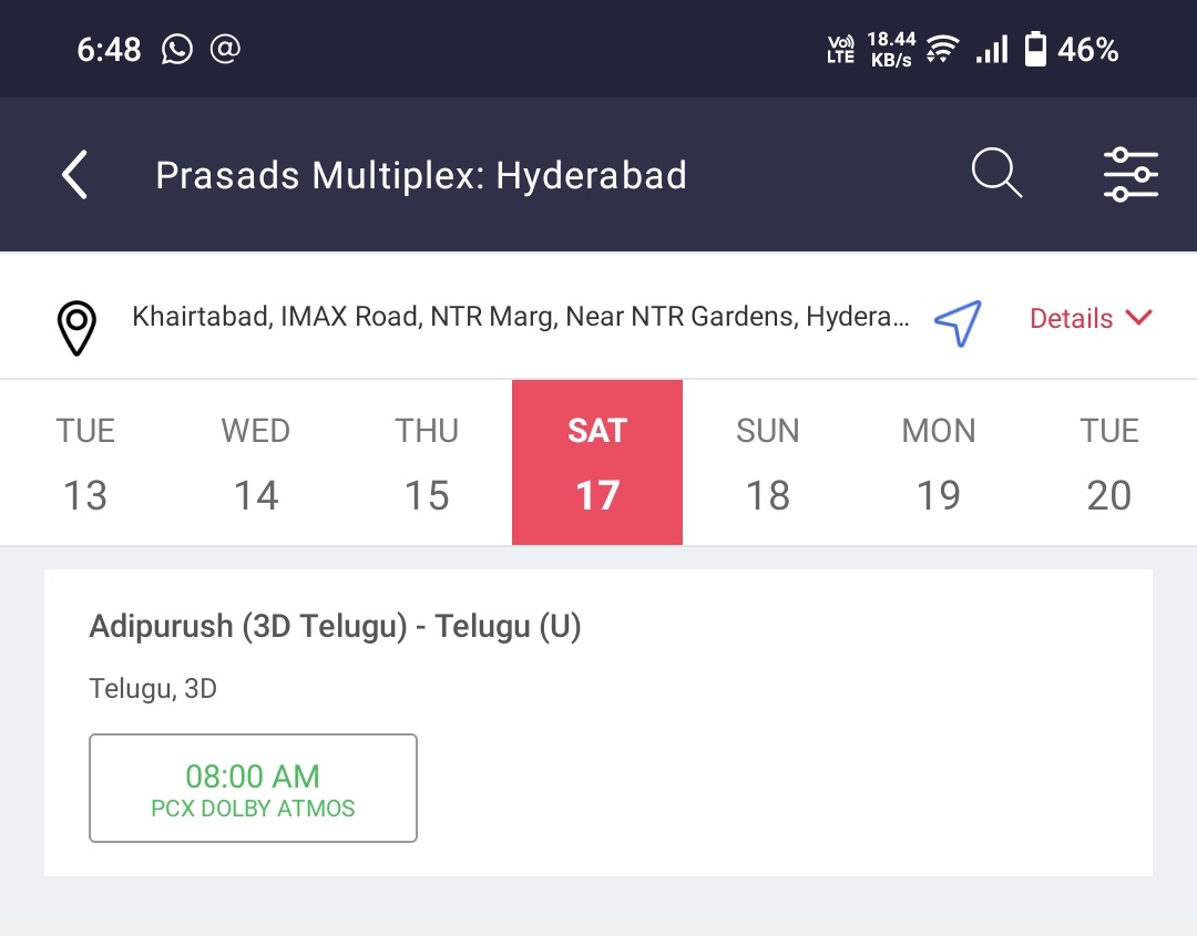 PrabhasShows's tweet photo. #AdipurushBookings Opened In Prasads Multiplex For #Adipurush On Saturday, 17th June🔥🔥🔥

Go Grab Your Tickets Now!! #Prabhas https://t.co/JUl993ZLdY