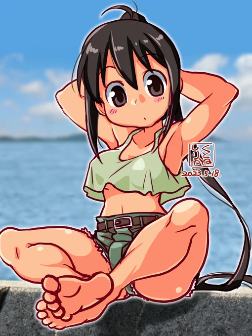 うちのこさん(小塚梨香さん)は最初はわりとこまい子なイメージで控えめ(?)なデザインだったけれど、好き放題動かしてるうちにどんどん布面積が縮んでていかん危ない危ない… 「考えるより先に動くちょっとアホの子」「野山を駆けずり回ってる元気っ子」という点だけは変わっていないけれども。
