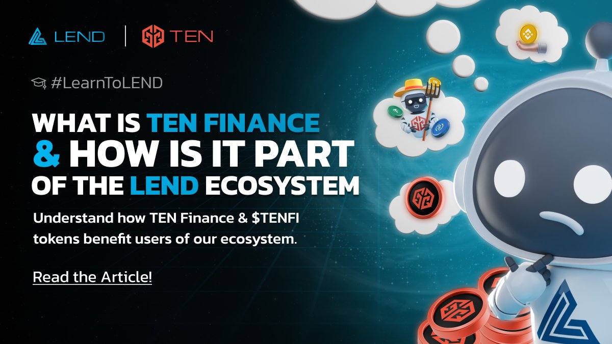 🔬Explore the significance of $TENFI within the @LEND_finance #DeFi ecosystem. 

Firstly, you can stake $TENFI on @TENfinance to earn great APR

👉But by staking you earn #TENLots, and also get to earn 25% of #LEND revenue🤯

🧠Read for more details:
📖 bit.ly/3k7J8dj