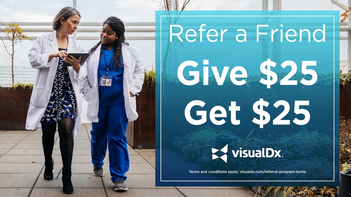 VisualDx's tweet image. 🚀 Blast off with savings! 🌟 Refer your friends to VisualDx and unlock the power of $25 off for them AND a cool $25 for you! 💸✨ Share your personalized link today, and let&apos;s spread the love of accurate diagnostic support. 🩺💙 #VisualDx #ReferAFriend #SaveAndEarn