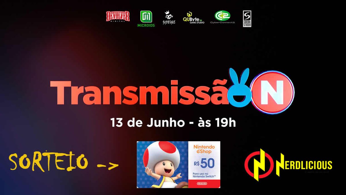 🍀🍀🍀 SORTEIO !!! 🍀🍀🍀

🎁 Gift Card de R$50 na eShop. Regras para participar:

1) Seguir o <a href="/NerdliciousBR/">Nerdlicious</a> e <a href="/rodrigocoelhoc/">Coelho no Japão 🇯🇵🇧🇷👾⛩- NintendoBarato.com.br</a>
2) Comentar este post marcando 2 amigos junto com a hashtag #TransmissãoN
3) Retweet

O resultado será anunciado amanhã (14/6)aqui no <a href="/NerdliciousBR/">Nerdlicious</a>.