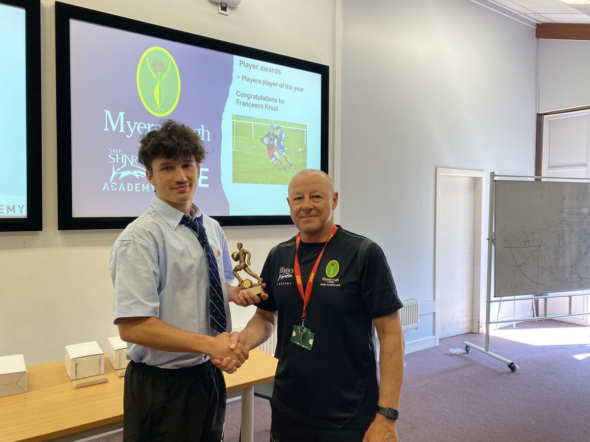 MyerscoughRugby's tweet photo. Our next award award is for the players player of the year which goes to @francescokrsul To be voted by your peers shows the impact that you have had as a top class player and a great team mate and friend @MyerscoughColl @SaleSharksAcad @italiansrugby #SCODOG #pointsmachine https://t.co/AkfErQl5vj