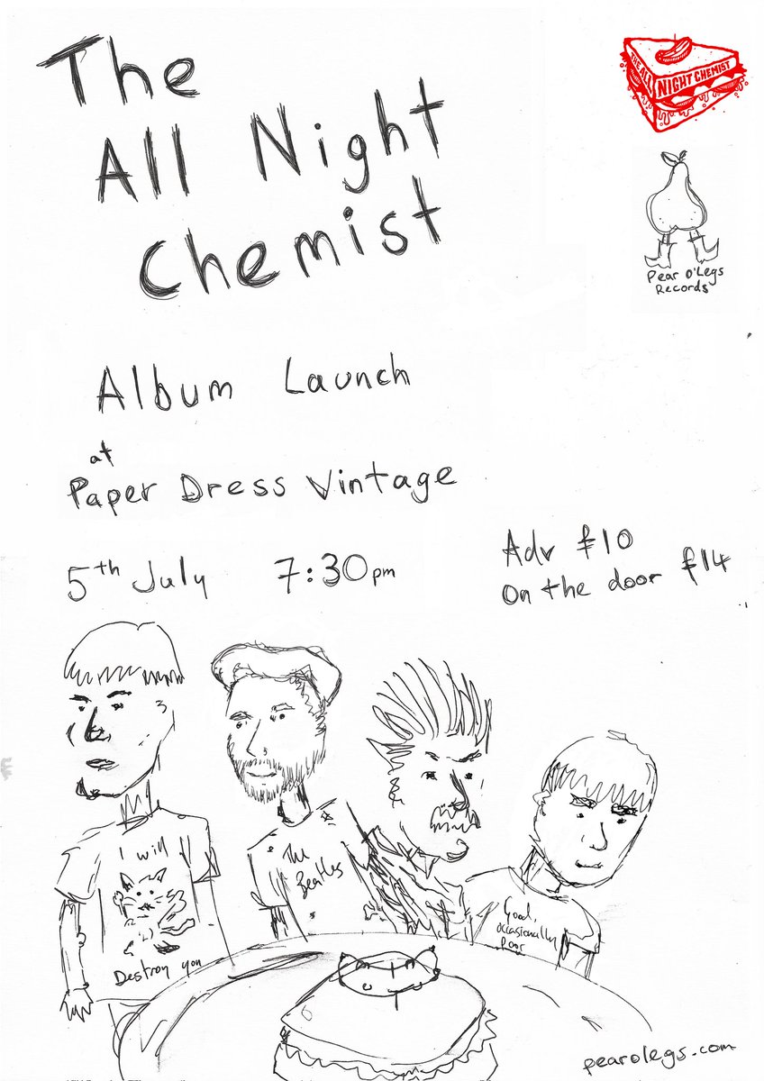 . @night_chemist are releasing their debut album on the 30th June. To celebrate they're launching it at @paperdressed on the 5th July Grab a ticket! eventbrite.co.uk/e/the-all-nigh… #albumlaunch #sketches #londonmusic #folkrock #altcountry #LunchTimeSpecial