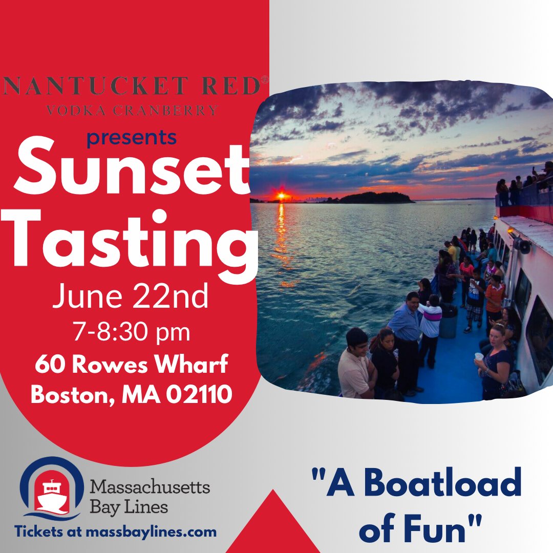 Mass Bay Lines (@massbaylines_) on Twitter photo Join us as we welcome <a href="/nantucketredcom/">Nantucket Red®</a> on our Sunset cruise next Thursday!
tickets available at massbaylines.com Join us as we welcome <a href="/nantucketredcom/">Nantucket Red®</a> on our Sunset cruise next Thursday!
tickets available at massbaylines.com