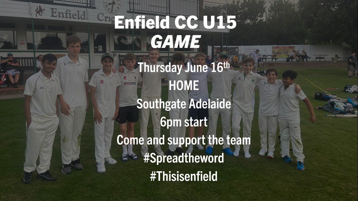 Under 15's host @SAdelaideCC on Thursday night we really can't wait

#spreadtheword 
#youngstars 
#london
#cricket