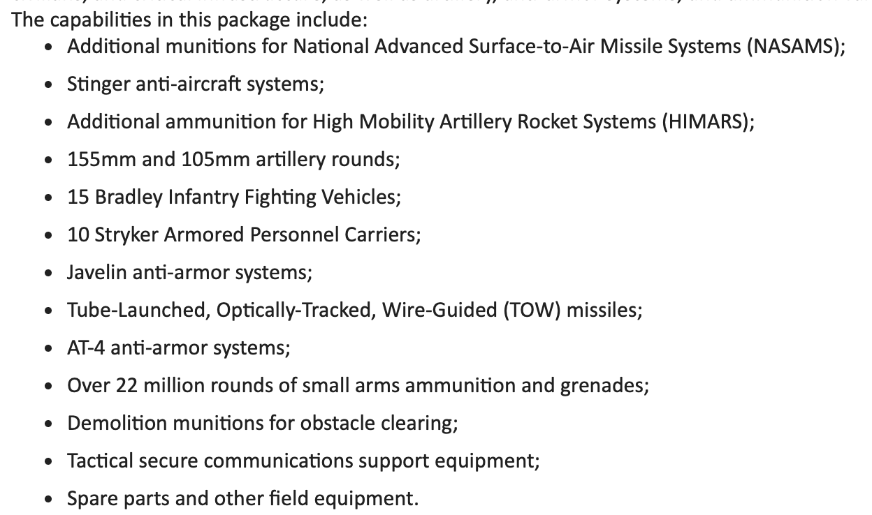 [情報] 美國公布3.25億鎂對烏克蘭軍援內容