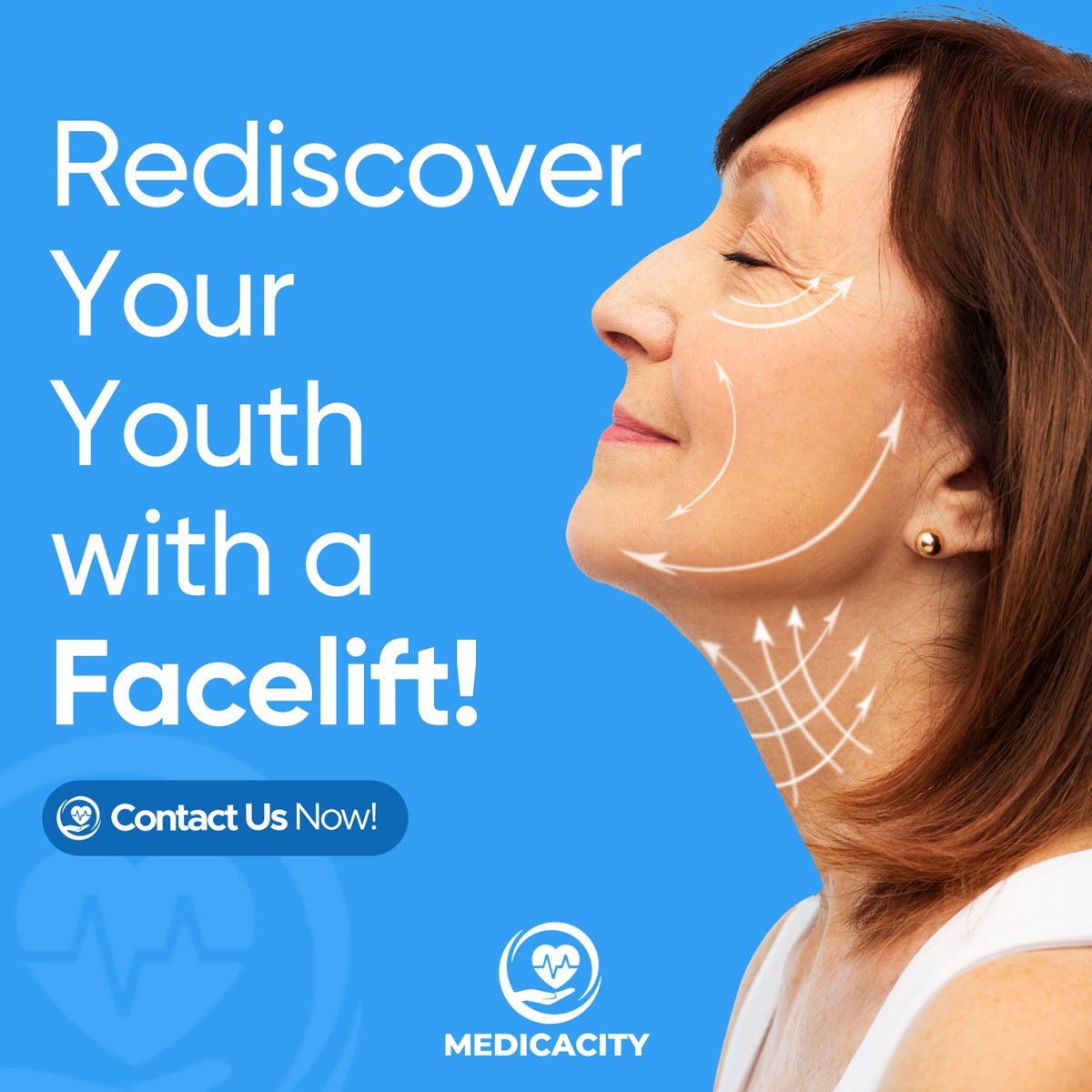 Discover your youth again with Medica Clinic's latest innovative treatment, facial rejuvenation! Get rid of the signs of aging with this special treatment that offers impressive results and feel younger, vibrant, and beautiful.

#ForeheadWrinkles #BunnyLines #NeckBands #facelift