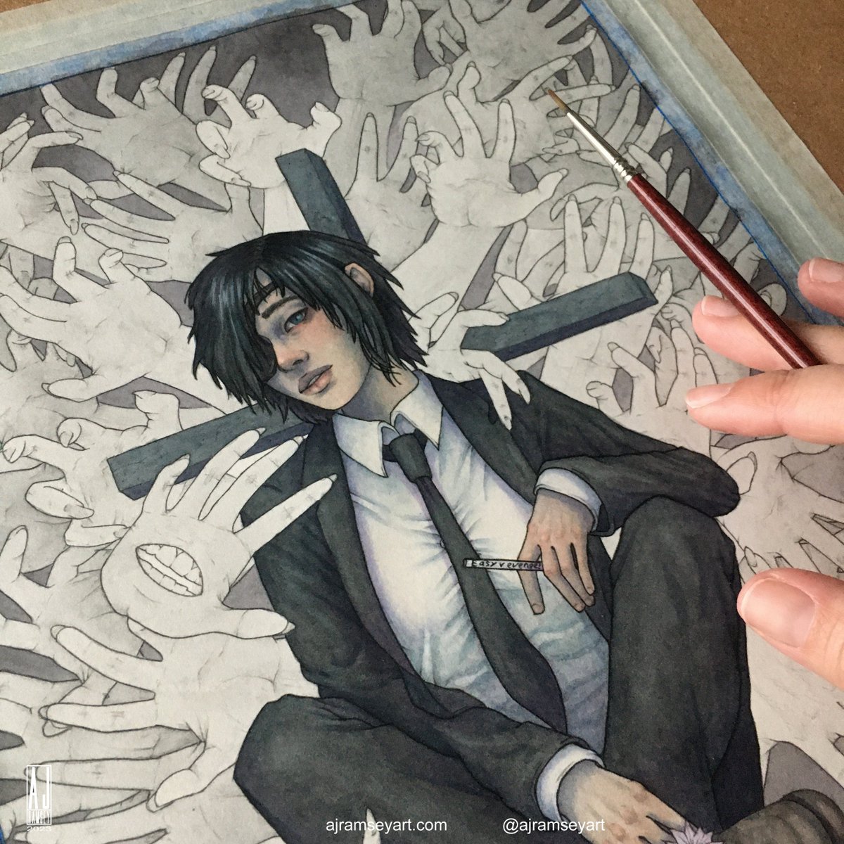 My Chainsaw Man painting update:

Slowly getting there, will be deep in hands soon.