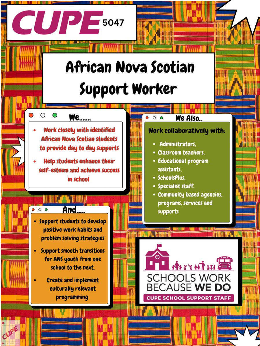 Let's learn more about the different classifications in CUPE 5047: African Nova Scotian Student Support Worker!
#cupe5047
#cupe5047strike
#cupe5047solidarity
#hrce
#hrcestrike
#fairdealnow
#fairwages
#houstonwehaveaproblem
#inclusionmatters