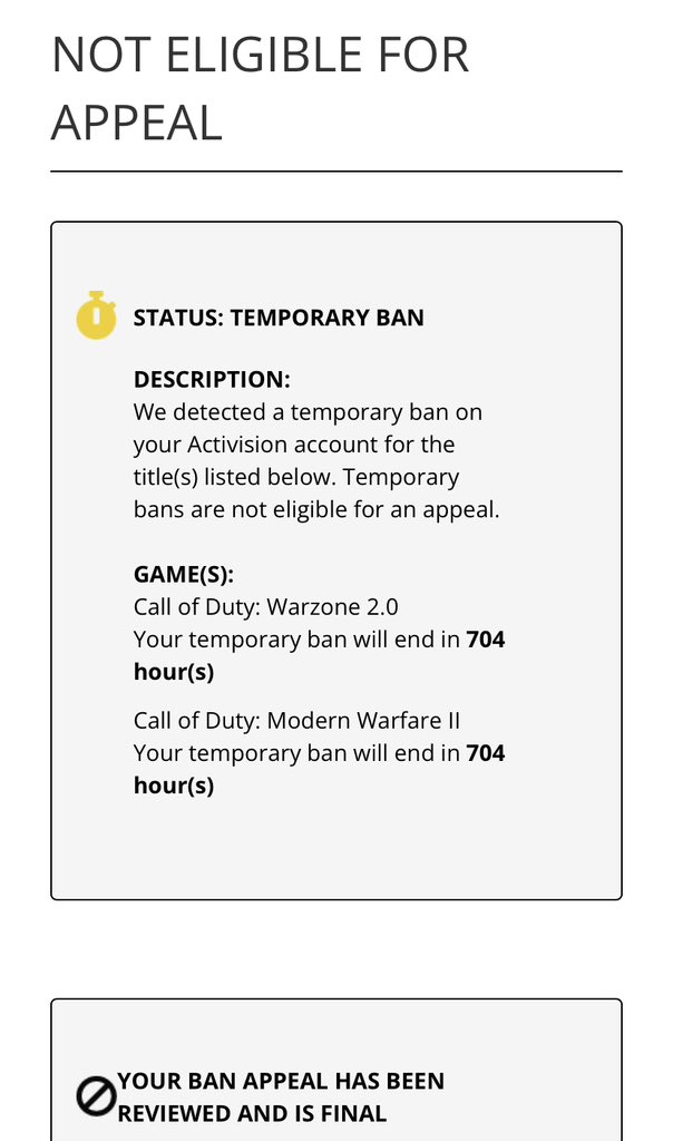 Activision ban appeal — how to do it?