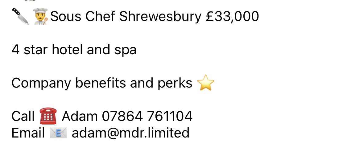 ChefsAround's tweet image. Sous chef wanted in Shrewsbury £33,000

Lovely modern hotel and spa 

#hotnewjob #hospitalityjobs #shrewsburyjobs