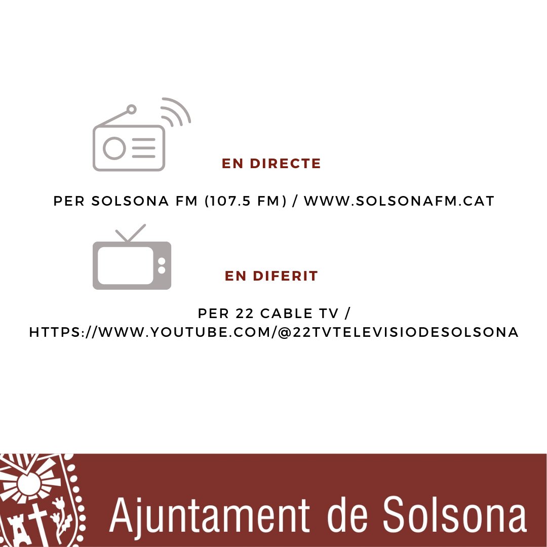🏛️ Aquest dimecres, en el darrer #plesolsona del mandat, s'acomiaden set dels tretze regidors/ores de #Solsona 

⏰ 19.30 h
📻 En directe per <a href="/solsonafm/">SOLSONA FM</a> 📲solsonafm.cat
