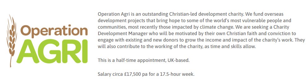 Operation Agri is seeking to appoint a Charity Development Manager operationagri.org.uk/are-you-the-pe… ?

Please contact our Chairman Nigel Jones, nigeljones@operationagri.org.uk for information
#empoweringcommunities #everystepcounts #christianloveinaction

Pls RT