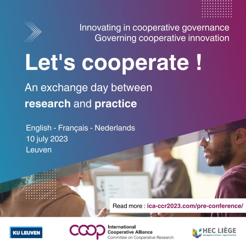 KCO KU Leuven (@kco_kuleuven) on Twitter photo 🤩 Het KCO en <a href="/CESulg/">Centre d'Economie Sociale</a> nodigen je uit op een uitwisselingsdag tussen onderzoek en de praktijk
➡️ Wat? Plenaire vergaderingen en workshops (in EN-FR-NL) om #innovatie en #coöperaties te bespreken
📍Waar? Leuven
ℹ️ Info en inschrijving op ica-ccr2023.com/pre-conference/ 🤩 Het KCO en <a href="/CESulg/">Centre d'Economie Sociale</a> nodigen je uit op een uitwisselingsdag tussen onderzoek en de praktijk
➡️ Wat? Plenaire vergaderingen en workshops (in EN-FR-NL) om #innovatie en #coöperaties te bespreken
📍Waar? Leuven
ℹ️ Info en inschrijving op ica-ccr2023.com/pre-conference/
