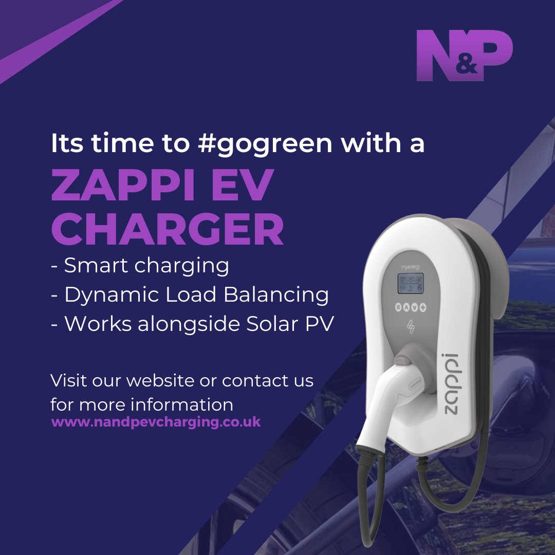NandPGroupUK's tweet photo. Power up your electric ride with Zappi EV chargers! โก๏ธ Get a quick quote and charge ahead into the future today! #ZappiEV #ElectricRide #ChargeIntoTheFuture #CleanEnergy #SustainableLiving #GoElectric #gogreen #EVCharger https://t.co/DoJJ9Qslrh