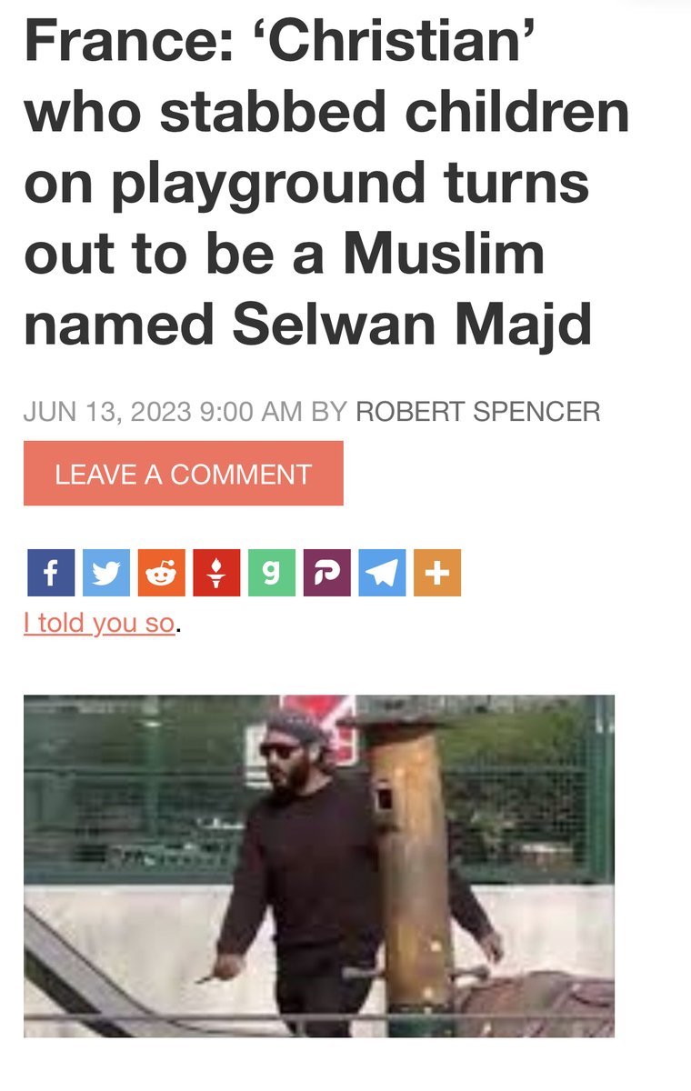 BREAKING: According to numerous reports, the man who stabbed 4 children & 2 adults in an Annecy park was not Christian!

His is allegedly a Muslim named Selwan Majd.

Imagine our shock…

Clearly using Christianity as a cover just like the Liverpool Women’s Hospital bomber did.