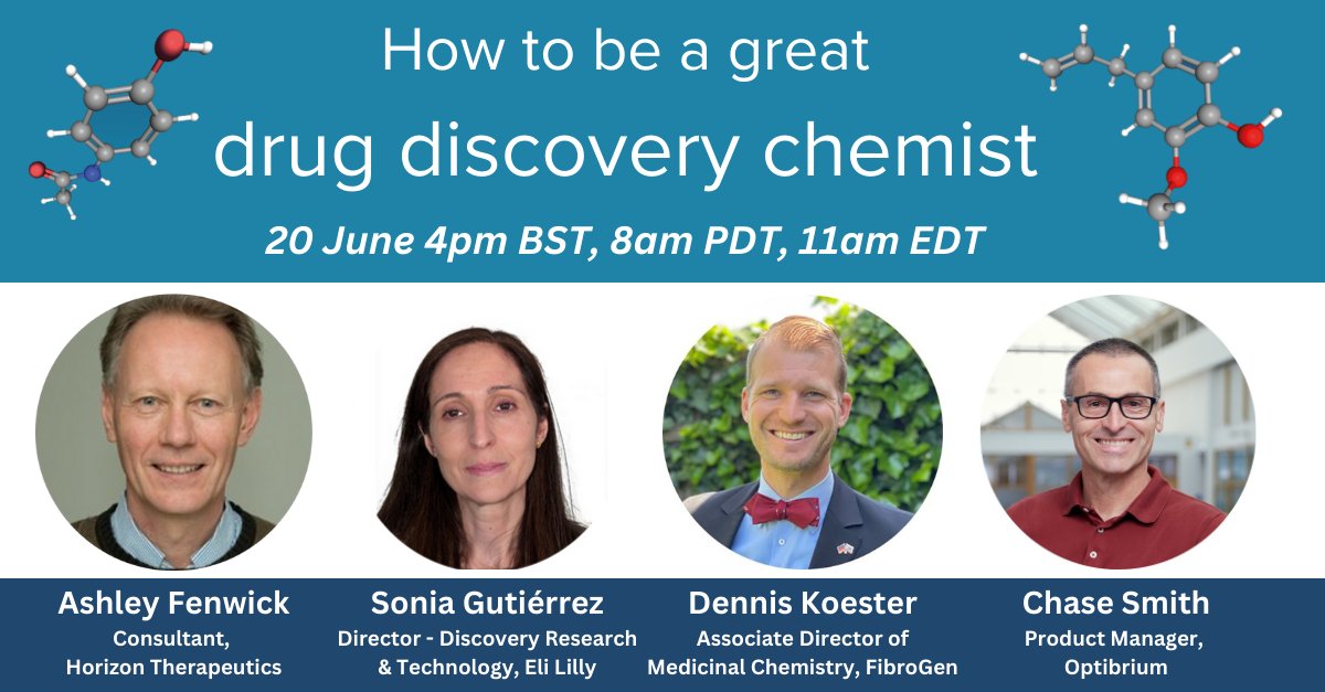 Optibrium's tweet photo. 🚨 Just one week to go! 🚨 Register quick for your chance to learn from our expert panel of drug hunters from @HorizonNews @FibroGenInc @EliLillyandCo as they discuss 'how to be a great drug discovery chemist'

Register quick! https://t.co/Sv68lkXFwg https://t.co/wKO5kDbCDB
