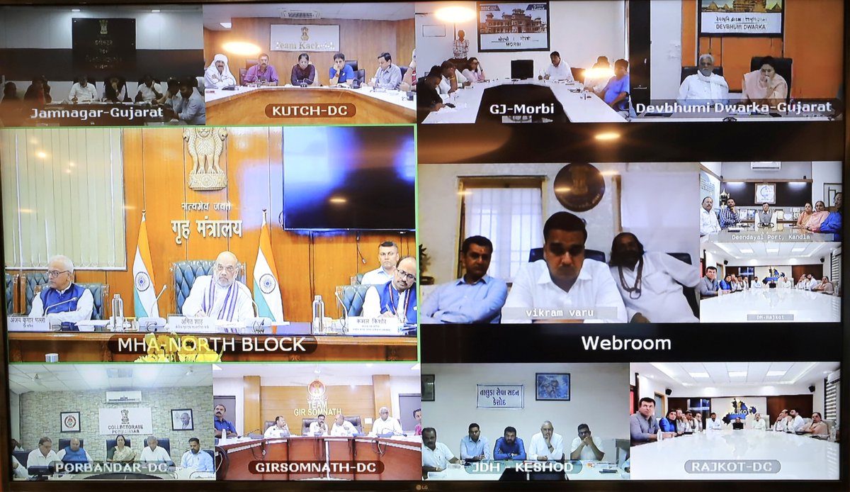 Held a meeting to review the preparedness to address cyclone 'Biparjoy' in Gujarat, with the Gujarat CM Shri @Bhupendrapbjp Ji, MPs, MLAs and other officials from the eight districts that are likely to be affected.