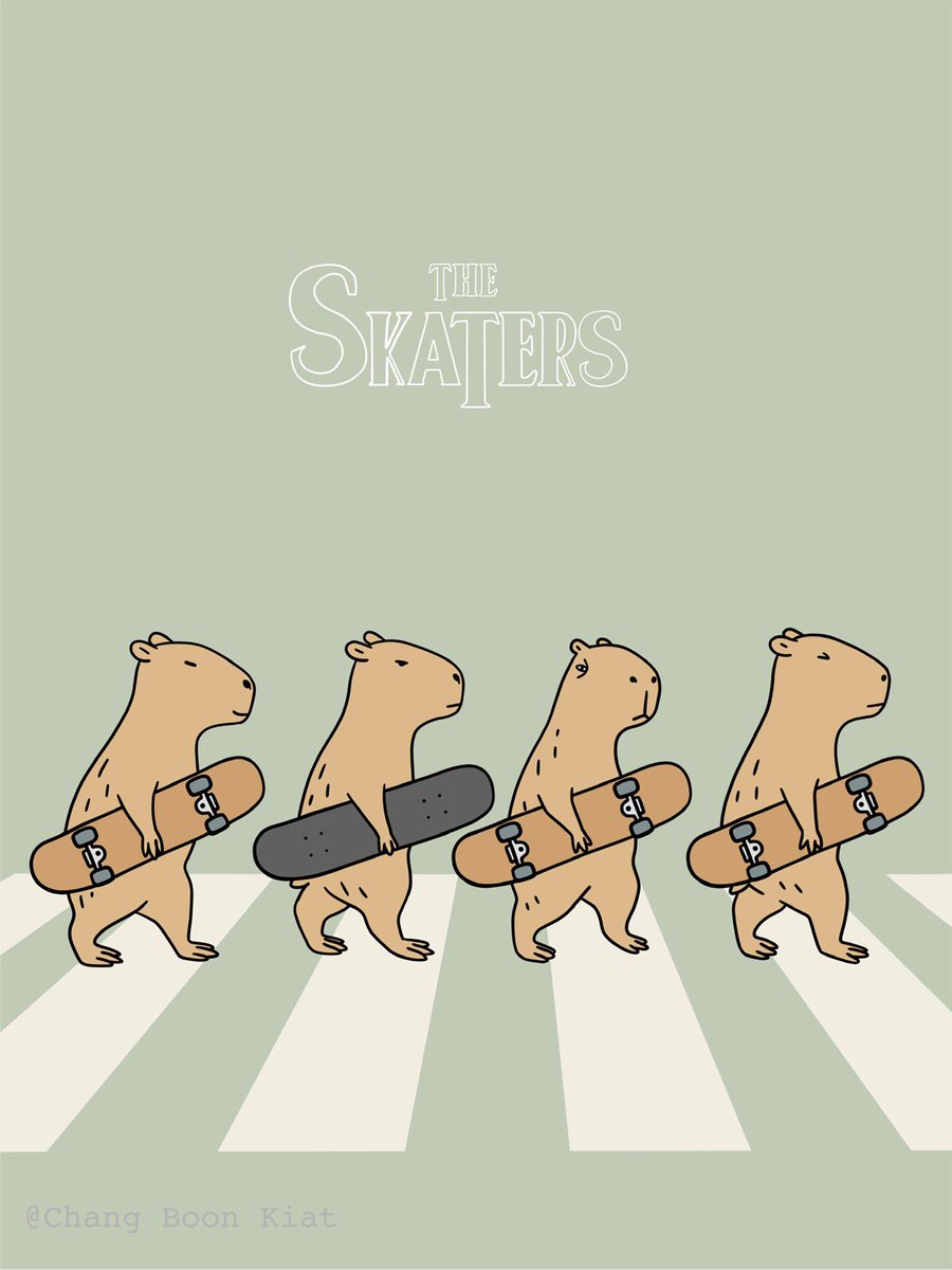 The Skaters On Abbey Road #capybara 

society6.com/art/the-skater… 

#thecatinme #skatelife #skatelifestyle #skater #humor #cute #skateeveryday  #skateboading #streetstyle #abbeyroad #thebeatles #classic #rockmusic #vintage #green #pop #hippie #capybaraart #capybaralove #capybaralife