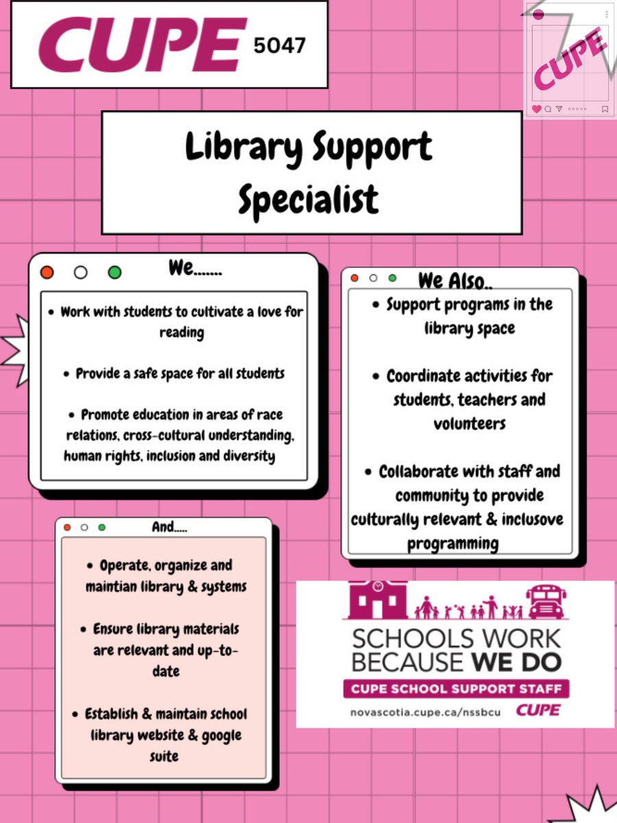Let's learn more about the different classifications in CUPE 5047: Library Support Specialist
#cupe5047
#cupe5047strike
#cupe5047solidarity
#hrce
#hrcestrike
#fairdealnow
#fairwages
#houstonwehaveaproblem
#inclusionmatters