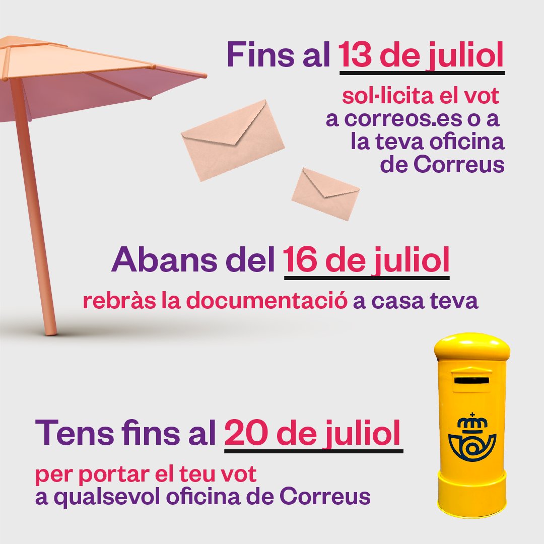 SomComuns's tweet photo. 🗳️Aquest #23J el teu vot serà imprescindible per construir un país amb futur i millor per a tothom.

Si no estaràs al teu poble o ciutat, ja pots demanar el vot per correu aquí👀👇
https://t.co/nCAZzPnKdh

Perquè cada vot compta: el #23J, sortim a guanyar un país a favor✊ https://t.co/ua7RjZqbPc