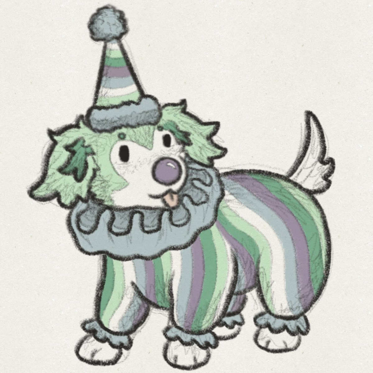 VHSdogs's tweet photo. gay pride clown puppy 💚🤍🩵 https://t.co/qV6dep3UOU