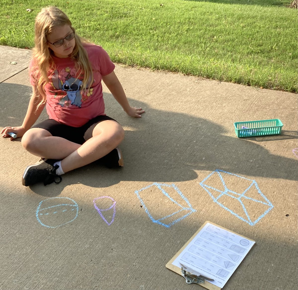 CKentzler's tweet photo. Busily drawing 3-D shapes with chalk on the sidewalk.
#WeAre409 https://t.co/3x6frBjm2u