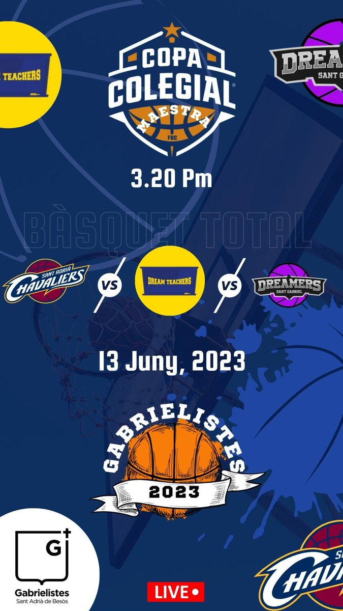 Estamos en medio de un evento especial en @CopaColegialBcn 

Sant Gabriel remata la edición 2023 con un evento especial: ¡llega la Copa Colegial Maestra!

copacolegial.com/barcelona/noti…

#HazteLeyenda