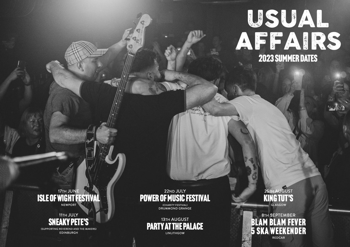 🆕🎙 Usual Affairs have a busy few months coming up!

⛴ First up, they head to IoW festival.

🎸 The lads have been on an incredible journey and this summer really shows how far they’ve come!

🎫 Tickets for any of their shows can be found here: linktr.ee/usualaffairs